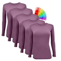 M&M SCRUBS Women's Underscrub Tee Crew Neck Long Sleeve T-Shirt Pack of 5 (Argyle Purple, XX-Small)
