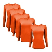 M&M SCRUBS Women's Underscrub Tee Crew Neck Long Sleeve T-Shirt Pack of 5