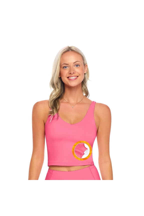 Women’s Yoga Top Longline Wirefree Padded Medium Support Sports Bra (Small, Neon Pink)