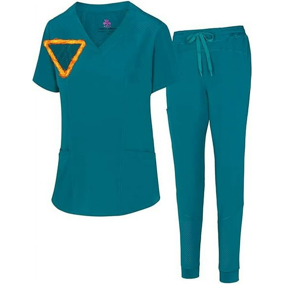 M&M SCRUBS Womens' Cool 4-Way Stretch Jogger Scrub Set (Teal, Small)