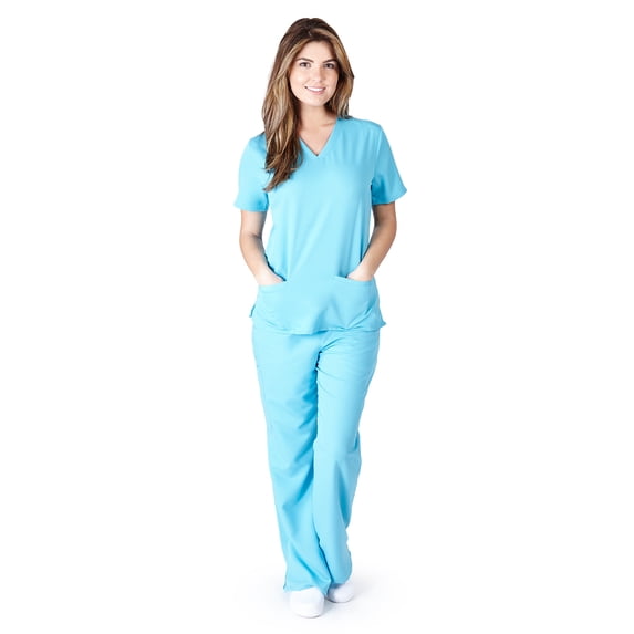 M&M SCRUBS - Womens Junior Fit Flare Cargo Scrub Pant 9120 XL ( ROYAL )