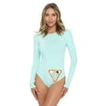 thumbnail image 1 of M&M Scrubs Bodysuits for Women Long Sleeve Crew Neck Slim Fit Casual Shapewear Body Suit (Aqua, Medium), 1 of 3