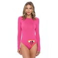 thumbnail image 1 of M&M Scrubs Bodysuits for Women Long Sleeve Crew Neck Slim Fit Casual Shapewear Body Suit (Hot Pink, X-Small), 1 of 3