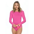 thumbnail image 1 of M&M Scrubs Bodysuits for Women Long Sleeve Crew Neck Slim Fit Casual Shapewear Body Suit (Neon Pink, 3X-Large), 1 of 5