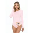 thumbnail image 1 of M&M Scrubs Bodysuits for Women Long Sleeve Crew Neck Slim Fit Casual Shapewear Body Suit (Pink, Small), 1 of 3