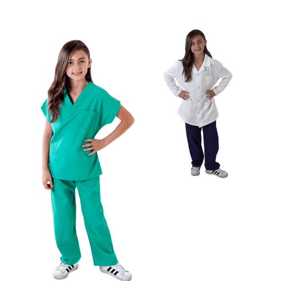 M&M Scrubs - FREE SHIPPING Kids Scrubs Super Soft Children Scrub Set and Lab Coat Combo Kids Doctor Dress up