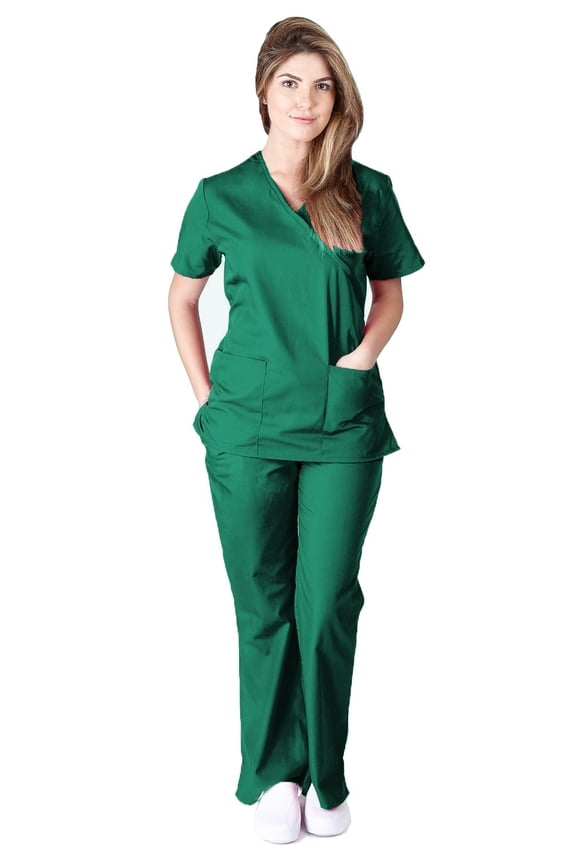 - Solid Mock Warp - Tie Back Scrub Set MM001