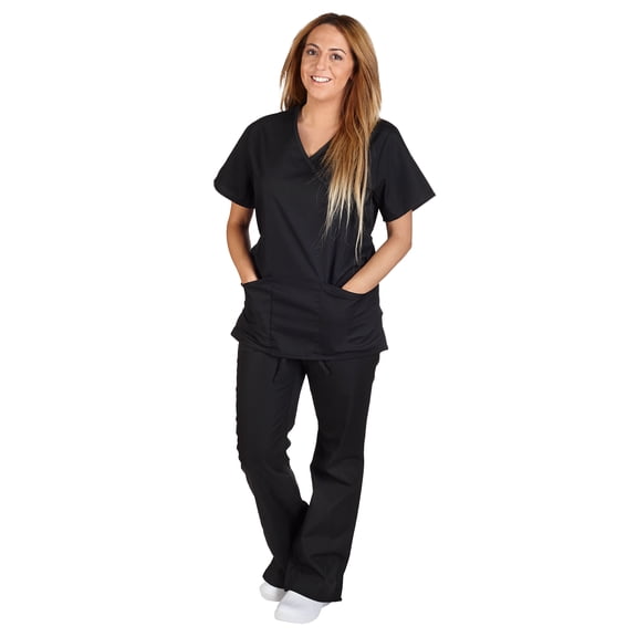 M&M Scrubs Women's Tie Back Solid Medical Scrub Set