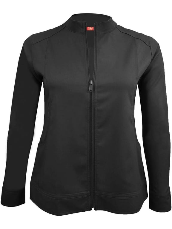 Women's Ultra Soft Front Zip Warm-Up Scrub Jacket (5200) Large Black