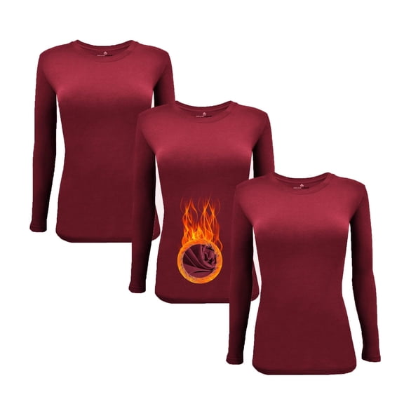 M&M Scrubs Women's Under Scrub Tee Crew Neck Long Sleeve T-Shirt Pack of 3 - Multi Pack of 3 (Burgundy, XX-Small)