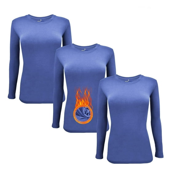 M&M Scrubs Women's Under Scrub Tee Crew Neck Long Sleeve T-Shirt Pack of 3 - Multi Pack of 3 (Ceil Blue, 5X-Large)