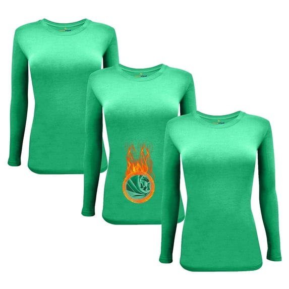 M&M Scrubs Women's Under Scrub Tee Crew Neck Long Sleeve T-Shirt Pack of 3 - Multi Pack of 3 (Green, 4X-Large)