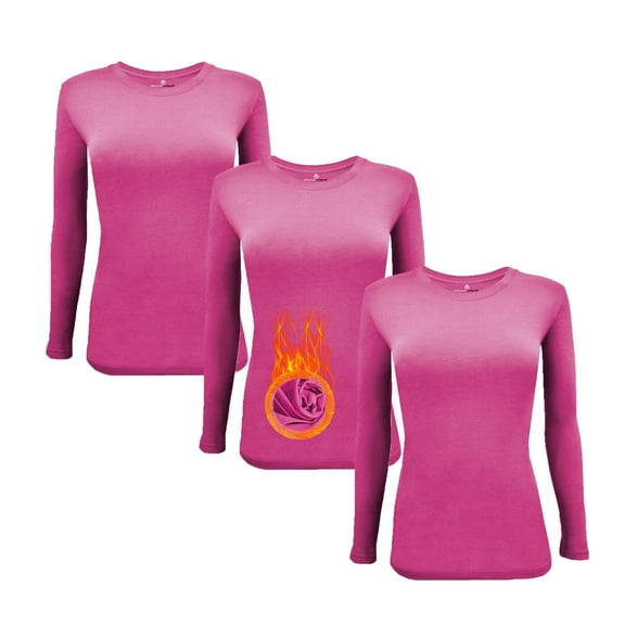 M&M Scrubs Women's Under Scrub Tee Crew Neck Long Sleeve T-Shirt Pack of 3 - Multi Pack of 3 (Hot Pink, 4X-Large)