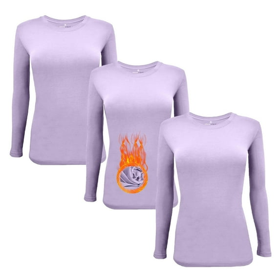 M&M Scrubs Women's Under Scrub Tee Crew Neck Long Sleeve T-Shirt Pack of 3 - Multi Pack of 3 (Lavender, Large)