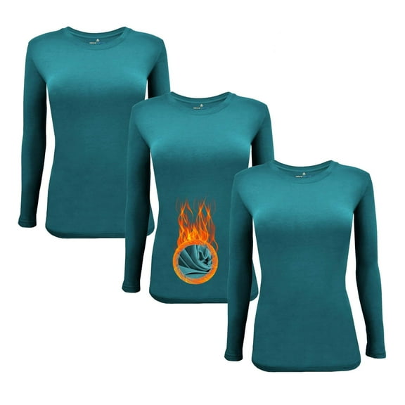 M&M Scrubs Women's Under Scrub Tee Crew Neck Long Sleeve T-Shirt Pack of 3 - Multi Pack of 3 (Teal, 4X-Large)