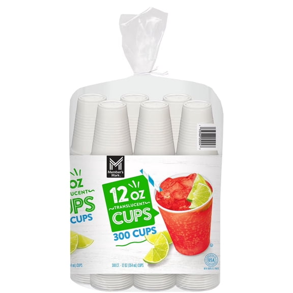 M M Translucent Plastic Cups 12 oz., 300 ct.