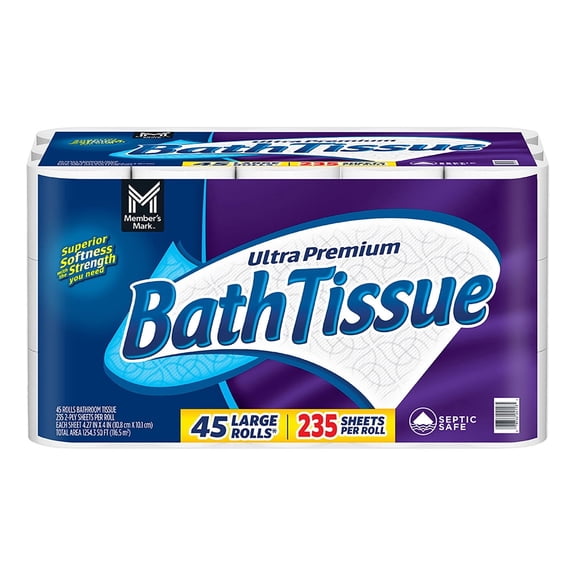 M.M. Ultra Premium 2-Ply Toilet Paper, 45 Rolls, 235 Sheets per Roll