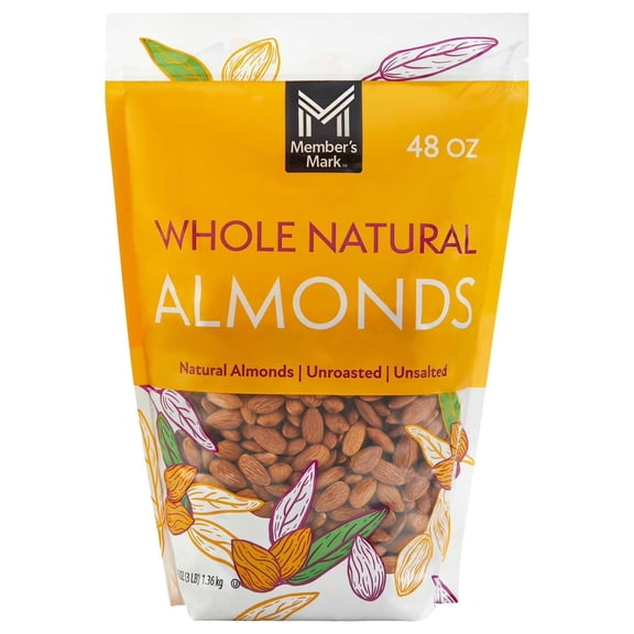 M M Whole Natural Almonds, 48 oz.