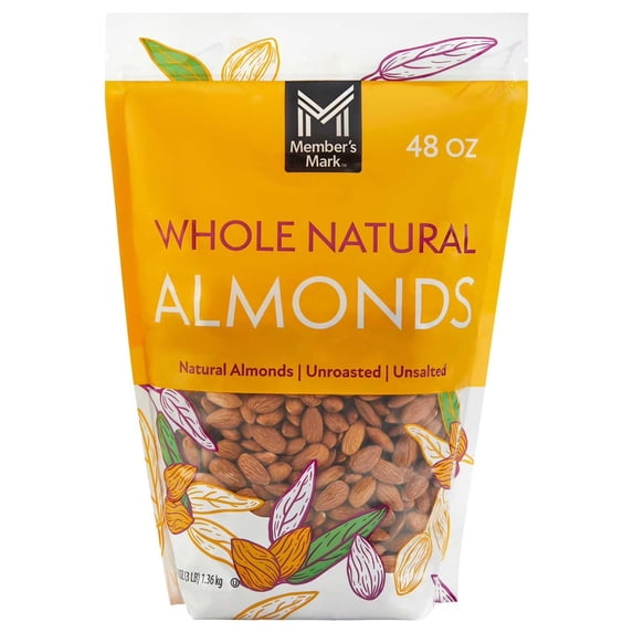 M M Whole Natural Almonds, 48 oz.