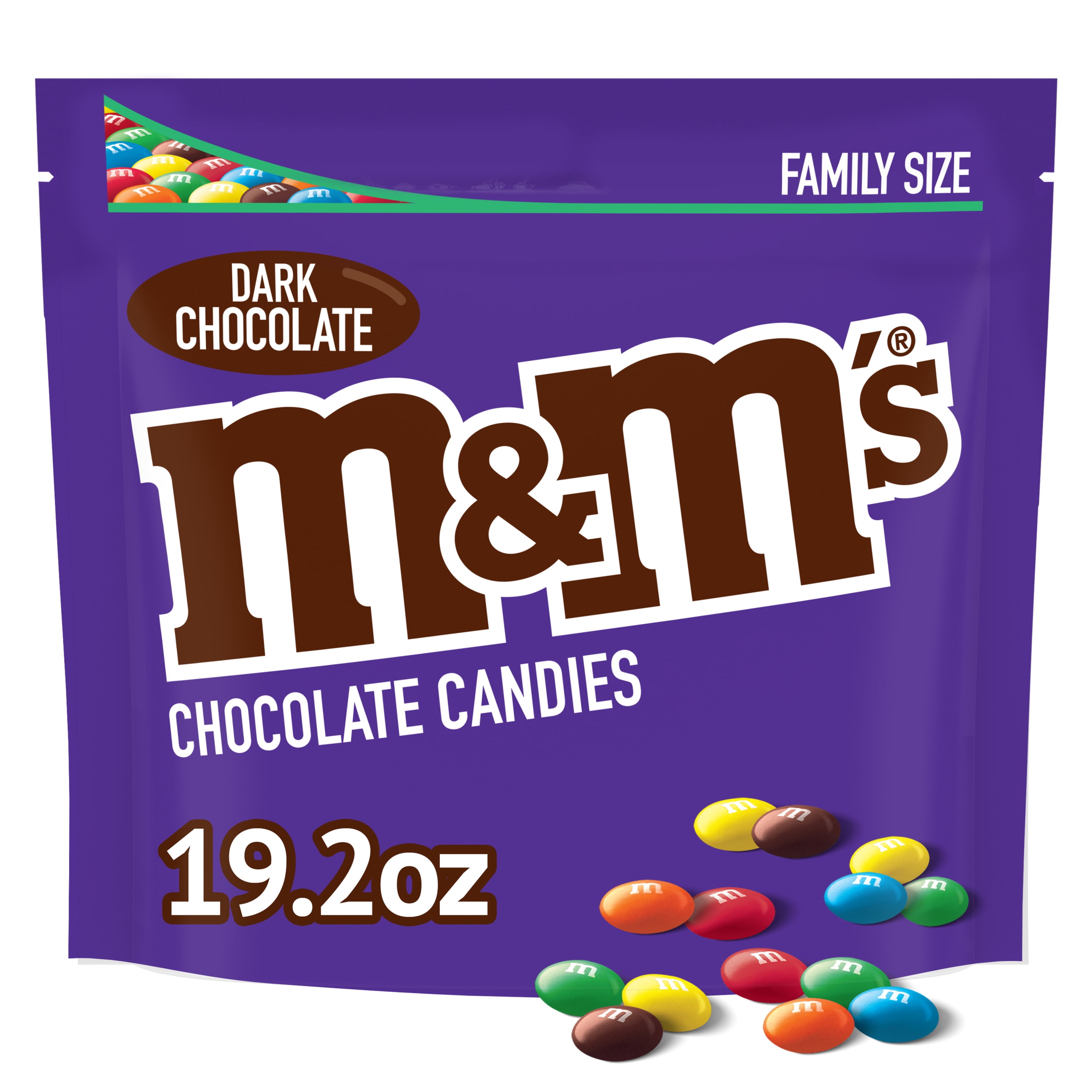 M&M's Dark Chocolate Candy, 50% Cacao, 19.2 oz Resealable Bag - 2