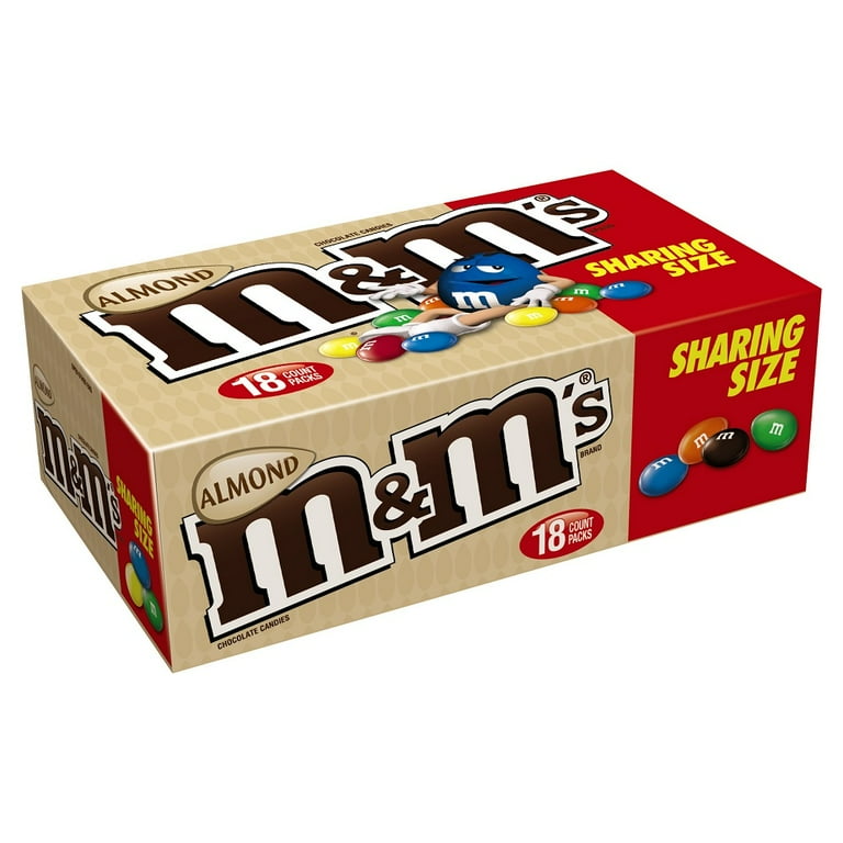 M&M's Almond Milk Chocolate Candy, Sharing Size Packs, 2.83 Ounce