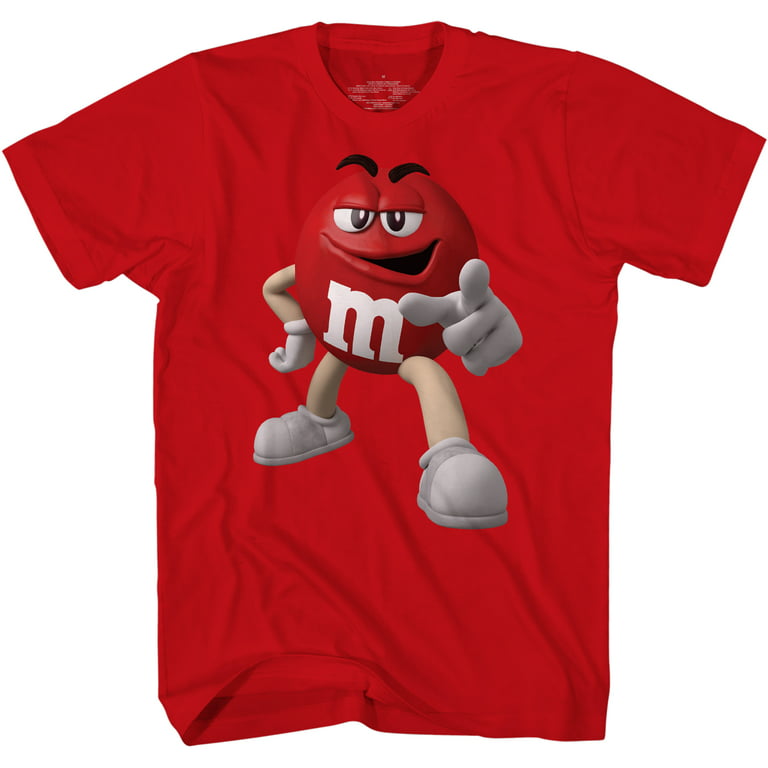 M&M's Candy Character Face Adult T-Shirt - XL - Red