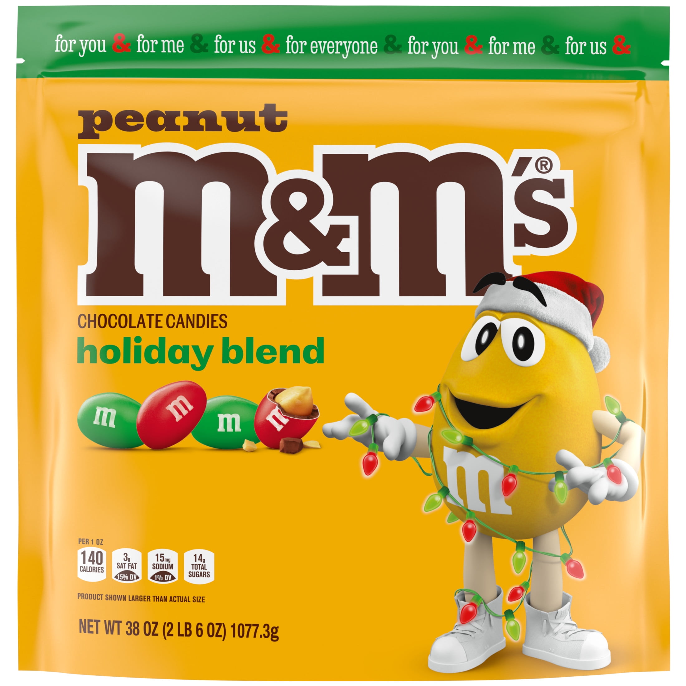 M\u0026M's Christmas Stocking Stuffer Peanut Milk Chocolate Candy - 38 oz