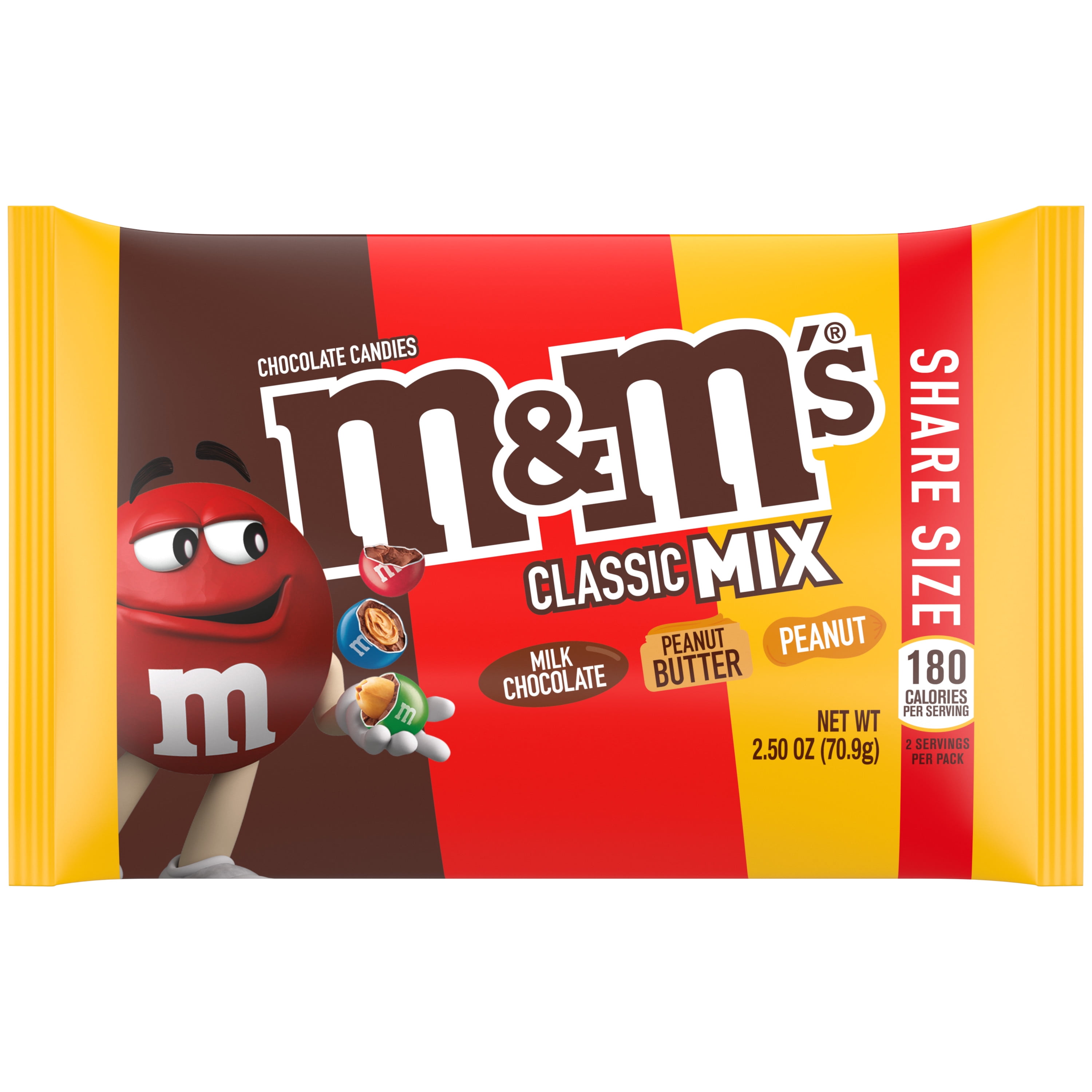 M&M's Chocolate Candies, Classic Mix, Share Size 2.5 Oz, Chocolate Candy