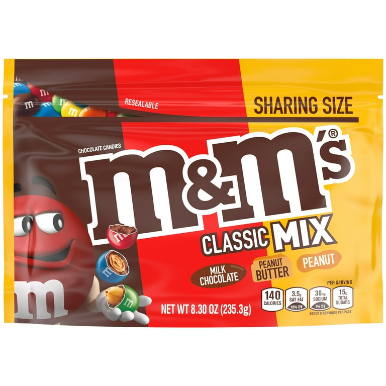 M&M's Classic Mix Chocolate Candy, Sharing Size - 8.3 oz Bag-Pack
