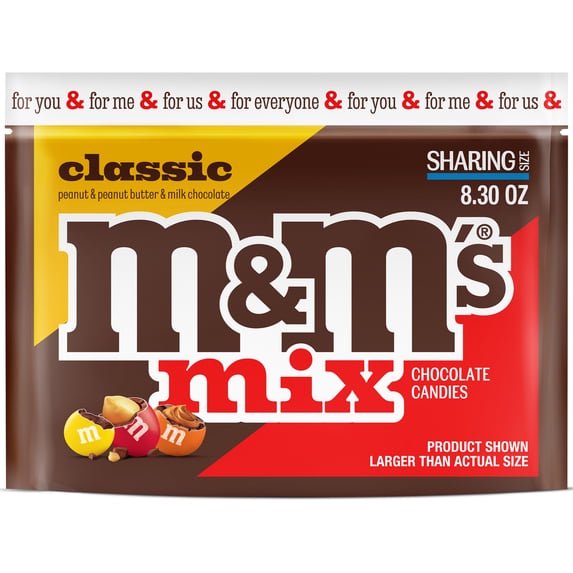 M&M's Classic Mix Chocolate Candy, Sharing Size - 8.3 oz Bag pack of 1