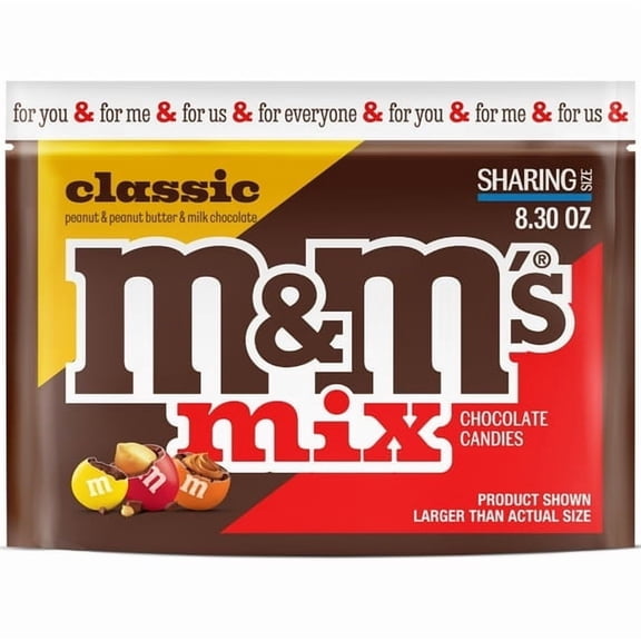 M&M's Classic Mix Chocolate Candy, Sharing Size - 8.3 oz Bag pack of 2