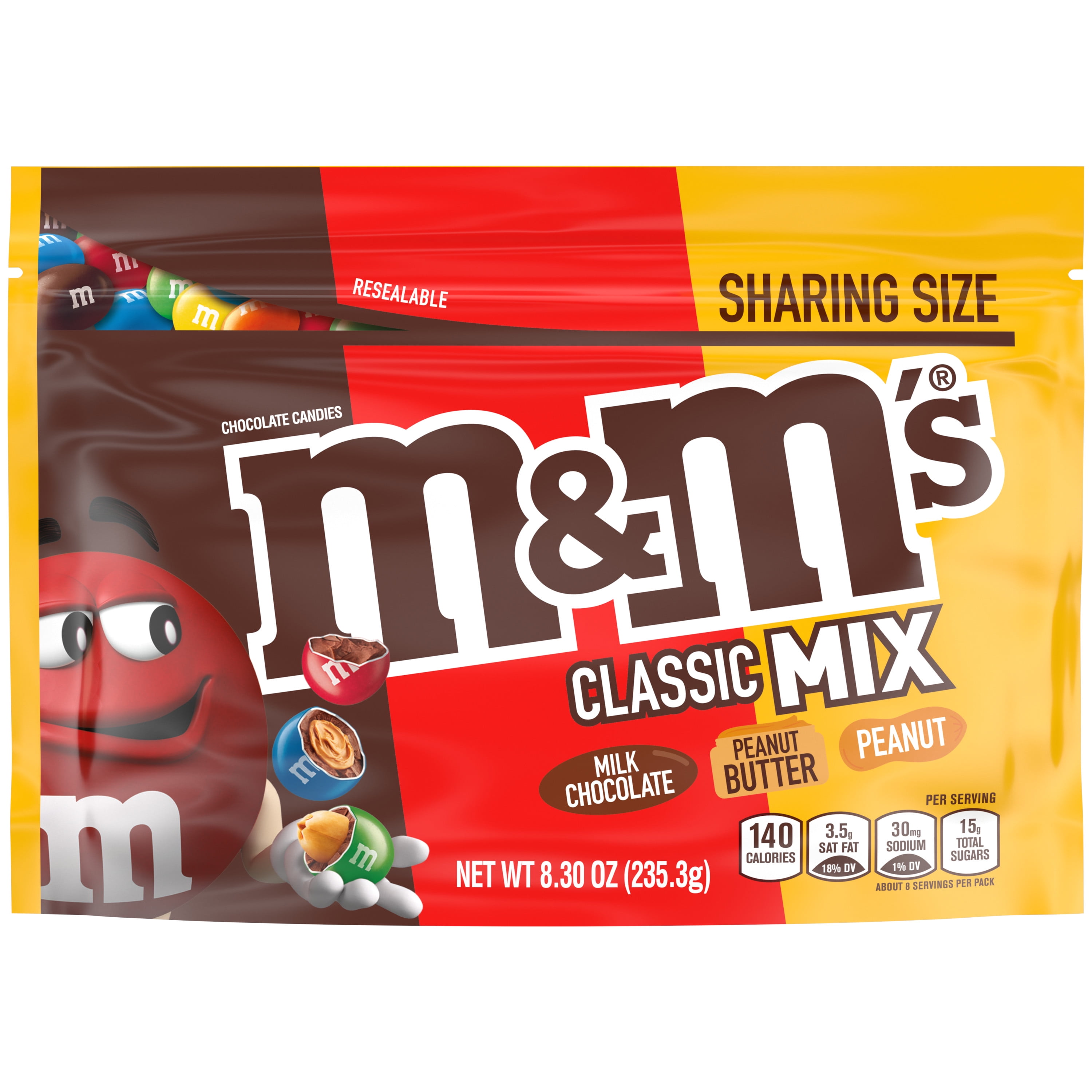 M&M'S Classic Mix Chocolate Candy Sharing Size, 8.3 oz Bag