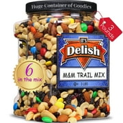 M&M's Classic Trail Mix by It's Delish, 3 lb Reusable Container Gourmet Chocolate M and M Trail Mix with Dried Fruit and Nuts Sweet and Salty Snack Mix Kosher Dairy