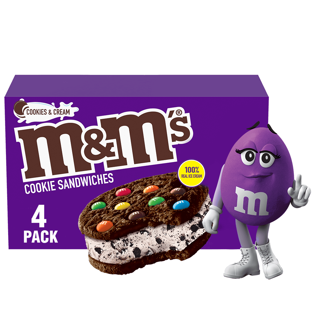 M&M's Cookies and Cream Ice Cream Sandwiches, 3.5 fl oz, 4 Count