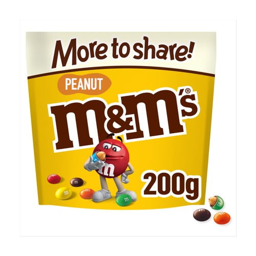 M&M's Crunchy Peanut & Milk Chocolate Sharing Pouch Bag 200g, British Import (Pack of 3)