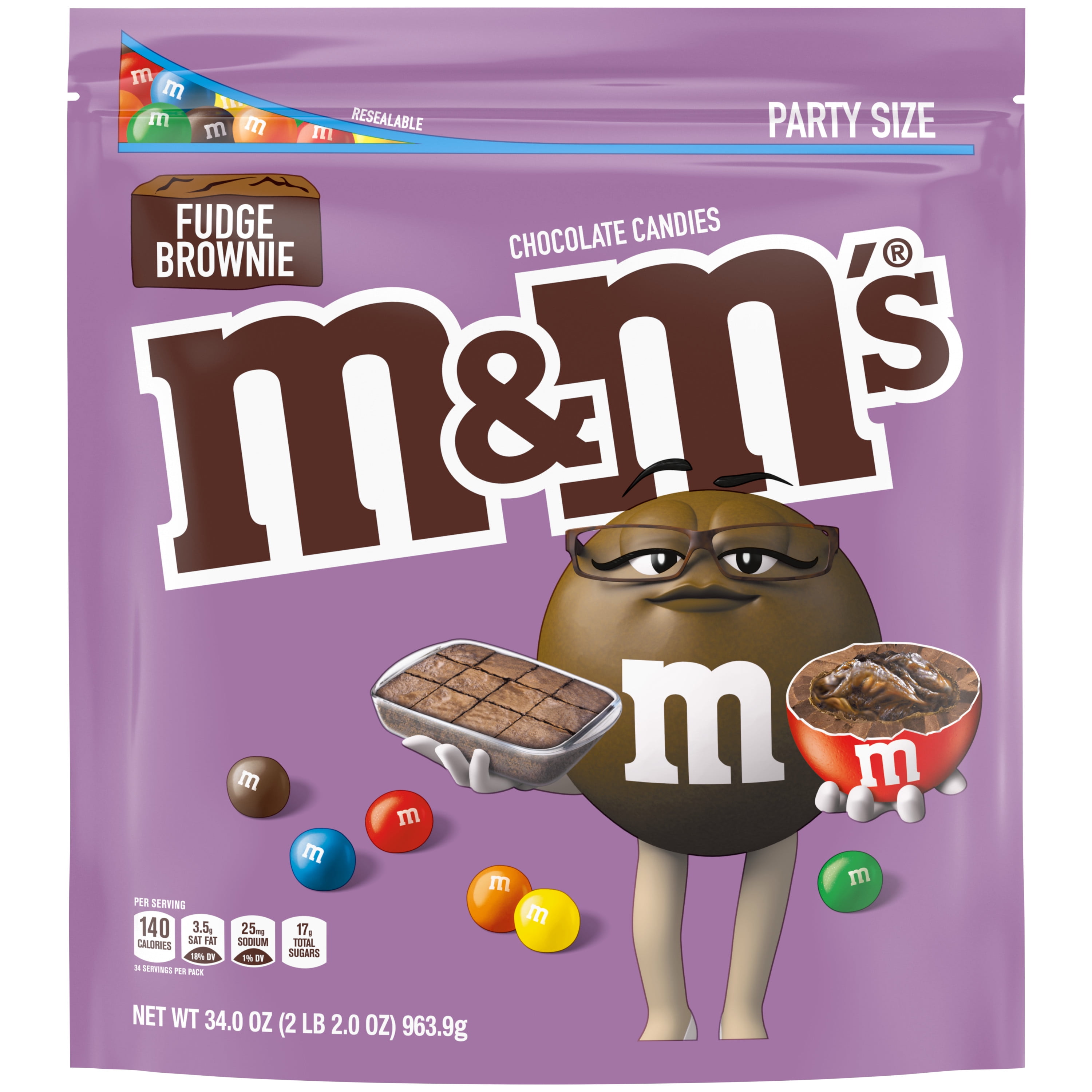 M&M's Fudge Brownie Chocolate Candy, 34 Oz.