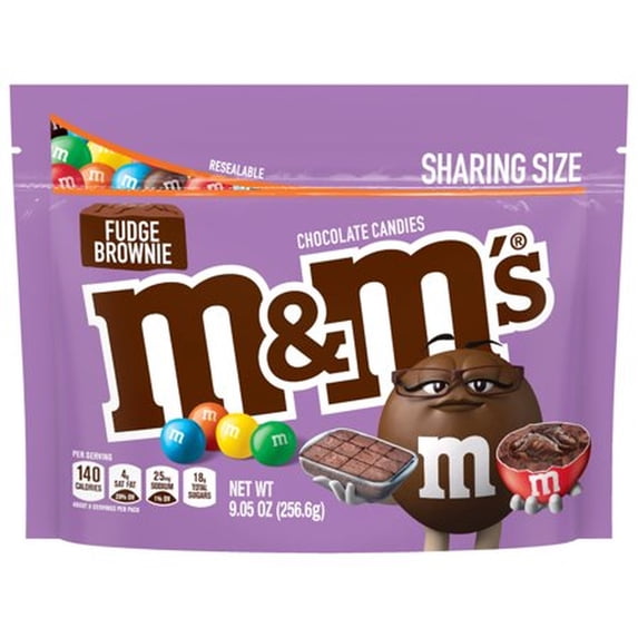 M&M's Fudge Brownie Sharing Size Chocolate Candy Stand up (Pack of 14)