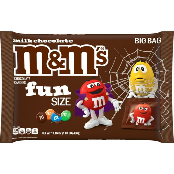 M&M's Fun Size Milk Chocolate Halloween Candy -  17.16 oz Bulk Bag