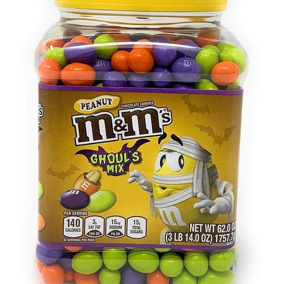 M&M's Ghoul's Mix Green, Purple, Orange, Halloween Peanut Chocolate, 62 Ounce