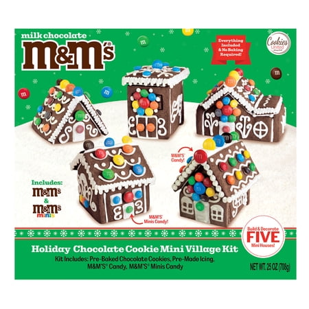 DIY M&M's Holiday Chocolate Mini Village Kit 25oz - Contains Wheat, Soy, Milk, Egg Allergens
