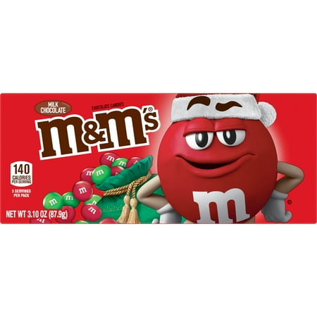 M&M's Holiday Milk Chocolate Christmas Candy Box Stocking Stuffer - 3.1 oz