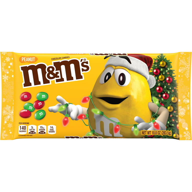 M&M'S Holiday Peanut Butter Milk Chocolate Candy Christmas Assortment, 10  oz Bag