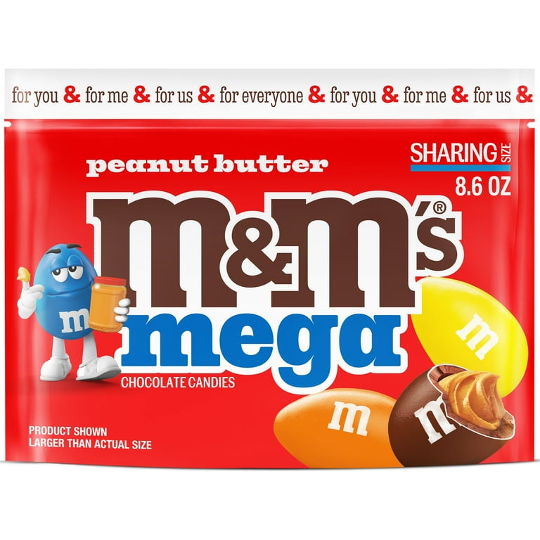 Ⓜ️&Ⓜ️品 M&M's Mega Peanut Butter Chocolate Candy, Sharing Size- 8.6 oz Bag