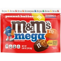 M&M's Mega Peanut Butter Chocolate Candy, Sharing Size- 8.6 oz Bag