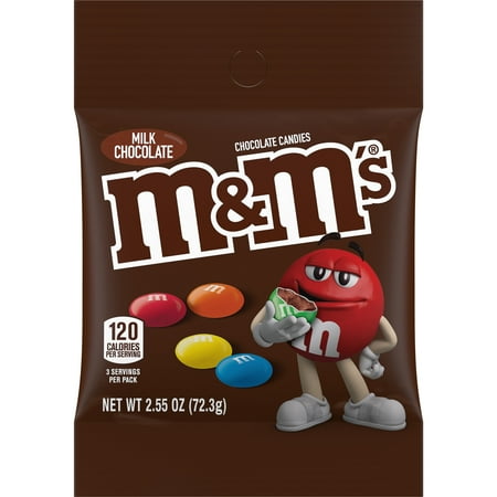 M&M's Milk Chocolate Candy, 2.55 oz, Shelf Stable Plastic Bag