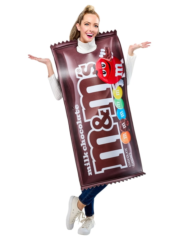 M&M's Milk Chocolate Candy Bag Costume for Adults by Rubies, Unisex One Size