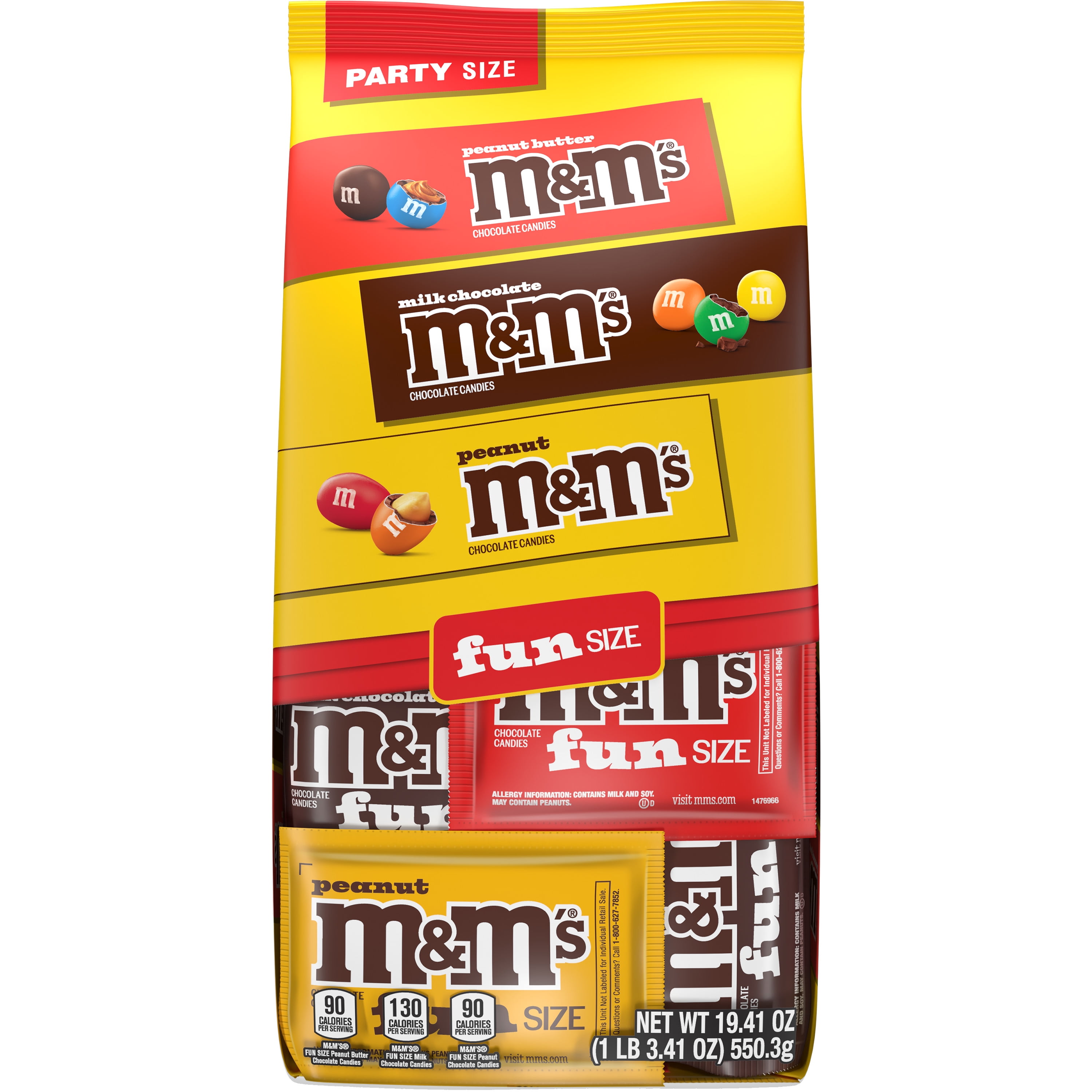 M&M's Milk Chocolate Candy Fun Size Variety Pack, Party Size 19.41 oz