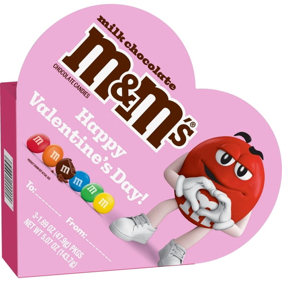 M&M's Milk Chocolate Candy Valentines Day Gift Exchange Heart Box - 5.07 Oz Box