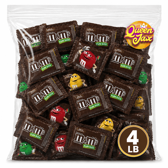 M&M's Milk Chocolate Fun Size Candy, 4 LB Bulk, Individually Wrapped