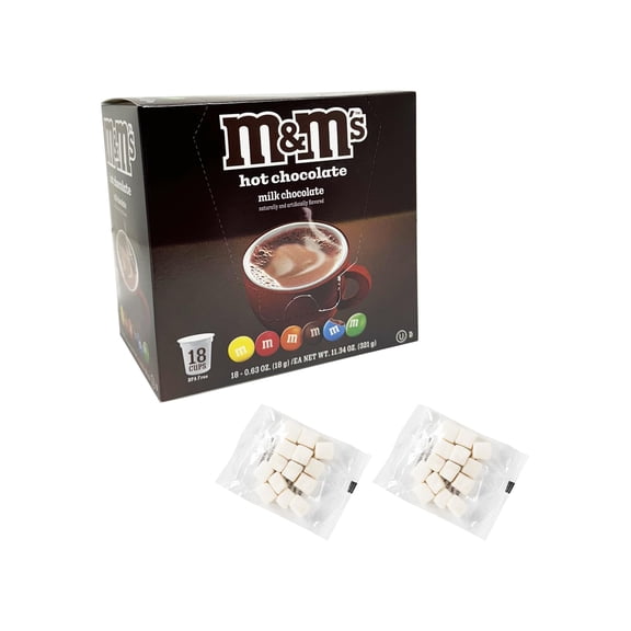 M&M's Milk Chocolate Hot Chocolate Single Serve Pods with Marshmallows  18 Count  Compatible with Keurig Brewers